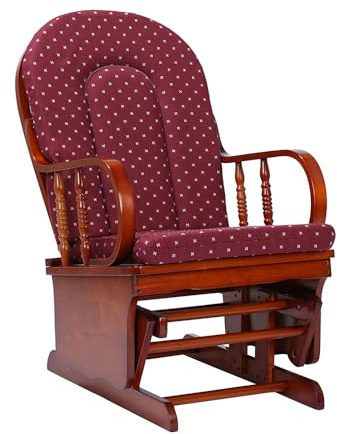 LIBEROSHOPPING.eu - LA TUA CASA IN UN CLIK Sessel Schaukelstuhl schwingende Bewegung Holzrahmen und gepolstertes Kissen (Bordeaux)
