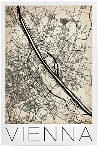 artboxONE Poster 30x20 cm Städte Retro Vienna City Map hochwertiger Design Kunstdruck - Bild City map stadtkarte