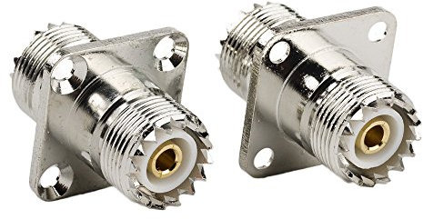 (Pack of 2) RF adaptador coaxial Coaxial con panel – hembra a UHF hembra SO-239 SO239 conector para dispositivos de antenas, LAN inalámbrica, cable coaxial, Wi-Fi Radio Antena externa (4 agujeros)