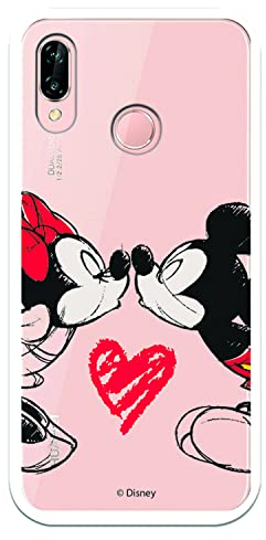 Schutzhülle für Huawei P20 Lite, offizielle Disney Mickey und Minnie Kuss, um Ihr Handy zu schützen, aus flexiblem Silikon, offizielles Disney-Lizenzprodukt.