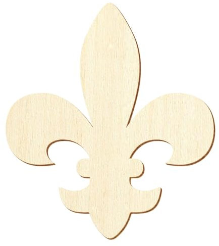 Holz Fleur-de-Lis (Wappen Lilie) - Deko Basteln 5-50cm, Größe:9cm, Pack mit:10 Stück