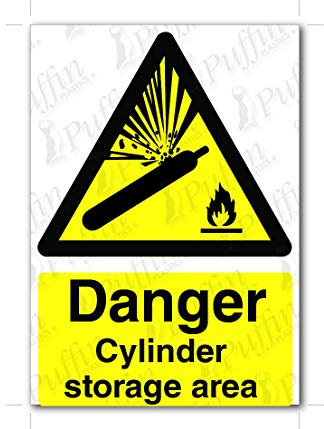 Danger Cylinder Storage Area Sign (Self Adhesive, A4)