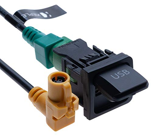 Interruttore USB e cablaggio di collegamento RCD510 RNS315 compatibile con VW Volkswagen Bora Passat Polo Jetta MK5 Rabbit Golf MK6 Sagitar Scirocco Touran Tiguan 4 pin Cavo per radio veicolare | 1m