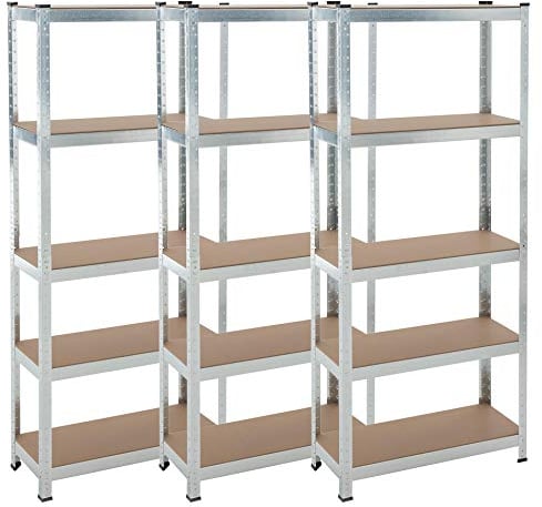 ESTEXO Steckregal Lagerregal 21 Modelle wählbar Schwerlastregal Regal Kellerregal Werkstattregal Werkbank Garagenregal (Verzinkt / 3x 170x75x30cm / 1050kg)