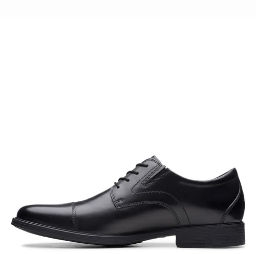 Clarks Herren Whiddon Cap Sneaker, Schwarzes Leder, 44.5 EU