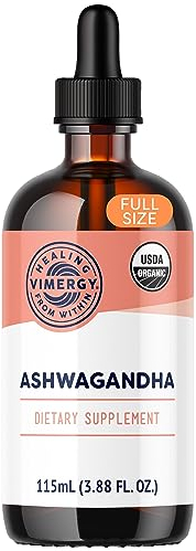 Vimergy Ashwagandha Liquide, 57 Portions – Gouttes d'Ashwagandha – Extrait d'Ashwagandha avec de la Glycérine – Complément Végan – Formulé sans Sucre ni Liant – Sans OGM ni Gluten (115 ml)