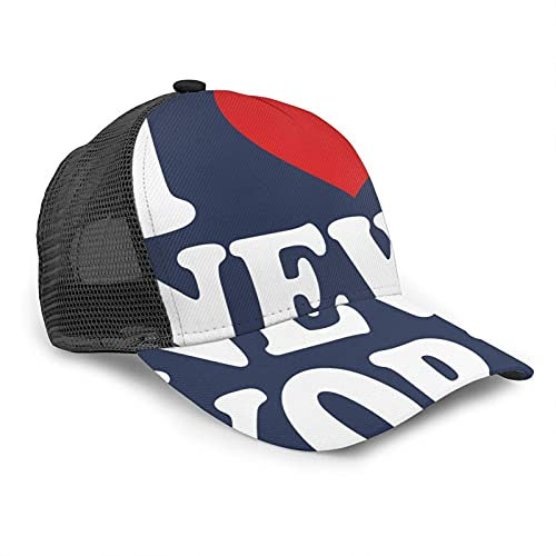 Oaieltj Unisex Baseball Cap Damen Herren Klassische Baseball Cap Verstellbare Snapback Mesh Trucker Hut Sonnenhut, I Love Heart New York, One size