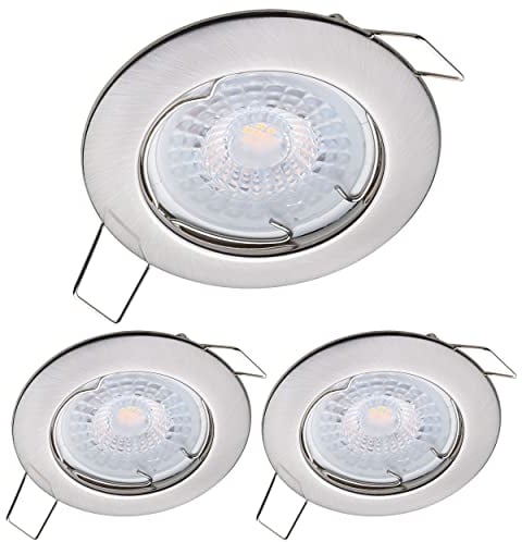 Oktaplex Lighting 3er Set LED Einbaustrahler Sedan - mit LED Modul 4,8W 4000K 230V 380lm Neutralweiß 110° - Spot Edelstahl gebürstet Lochmaß 60mm