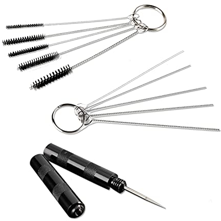 SAGUD Kit di Strumenti per la Pulizia dell'aerografo, Spazzola ad Aria, Accessori per Pistola a spruzzo, ago per la Pulizia con Chiave per ugello e spazzole in Acciaio Inox