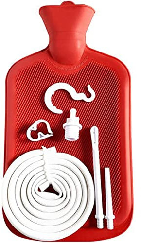 SDYGDB 6Pcs Enema Bag Kit Rubber Enema Cleaner Includes 2L Hot Water Bottle 4.9ft Hose Controlled Water Flow Valve 2 Syringe Pipe Hook Water Coffee Enema Kit for Colon Detox Cleanse Enemas(red)