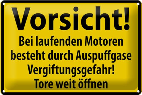 Femer Blechschild Warnschild 30x20cm Vorsicht Bei laufenden Motoren