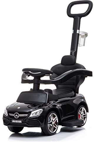 COIL Rutschauto mit der Schiebestange, Schiebeauto, Mercedes AMG C63, Kinderrutsche, Fahrzeug mit Rutsche, Schiebefahrt, ab 12 Monaten (Schwarz)