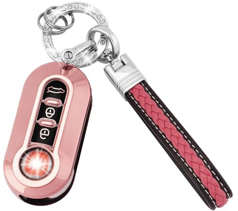 Koaudb TPU Autoschlüssel Hülle Hüllen Schlüsselanhänger Kompatibel mit Fiat 3 Tasten 500 500L Brava Bravo Doblo Ducato Fiorino Punto Panda Palio Qubo Scudo Sedici Stilo Lancia (CL-Fia-P)