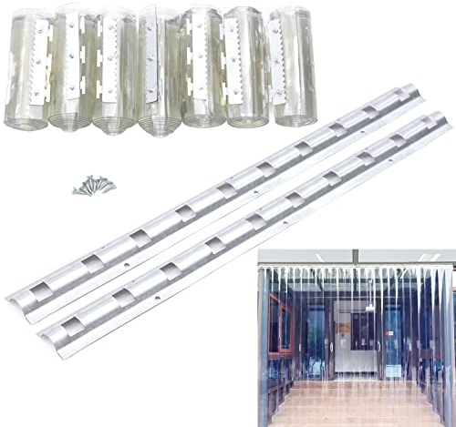 Lot de 7 rideaux à rayures en PVC transparent imperméable avec support pour entrepôts, usines, supermarchés, centres commerciaux, entrepôts, portes d'entreprise
