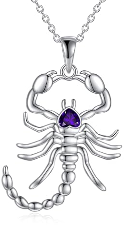 YAFEINI Skorpion Kette für Damen 925 Sterling Silber Sternzeichen Anhänger Halskette 12 Konstellation Amethyst Halskette Schmuck für Frauen und Mädchen (Skorpion Ketten)
