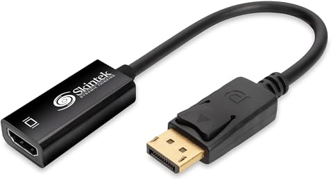 Skintek SK-04-DPH Adaptateur Display Port (DP) vers HDMI, 4K 1080p 60 Hz, mâle-Femelle pour connecter Un PC/Notebook/Mac avec Sortie Display Port à Un Moniteur avec entrée HDMI. Câble de 18 cm.