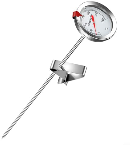 Food Thermometer,15cm Food Frying With Clip Stainless Steel Deep Fryer Oil Temperature Gauge Silver