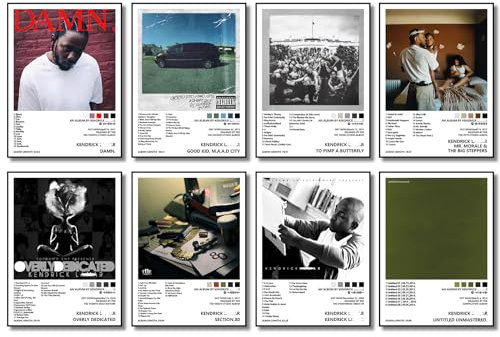 Kendrick Lam ar Poster (8 Stück, 20,3 x 27,9 cm), Albumcover, Musikposter für Zimmer, ästhetisch, Wandkunst für Raumdekoration, Poster für Fans, ungerahmt