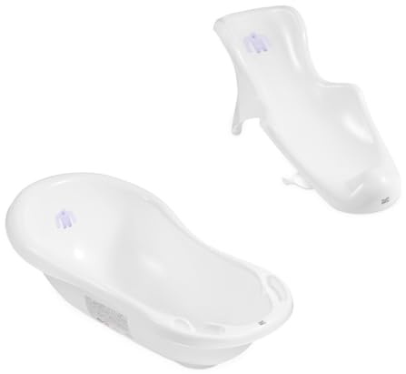 Hylat Baby Yeti Weiß Babywanne mit Badewannensitz und Badewannenstöpsel - TÜV Rheinland zertifiziert - BPA-freiem, Stabil, Ideal für Neugeborene und Babys bis zu 12 Monaten - Lite-Kollektion