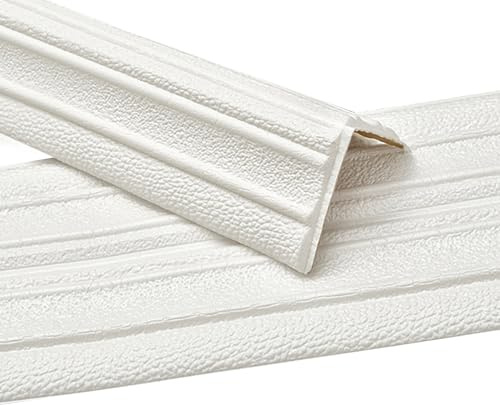 Wandleisten Selbstklebend,2 Rollen Zierleisten Selbstklebend Flexible Sockelleisten Deckenleisten Zierleisten für TV-Hintergrundwände, Boden- und Wandübergänge, Türrahmenkanten (Weiß)