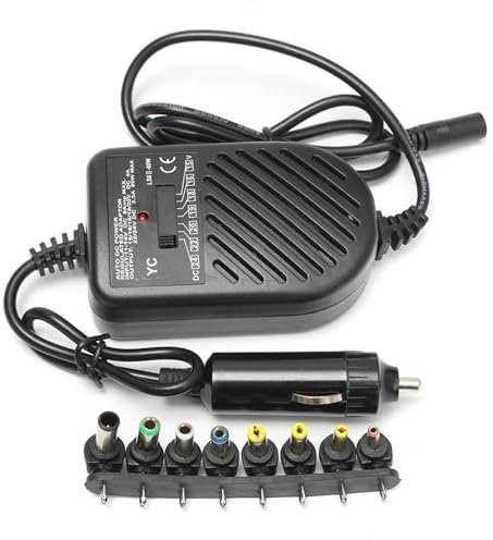 Exingk Adaptateur de chargeur de voiture 80 W pour ordinateur portable, chargeur de voiture universel pour ordinateur portable, chargeur de voiture avec embouts interchangeables, chargeur de voiture