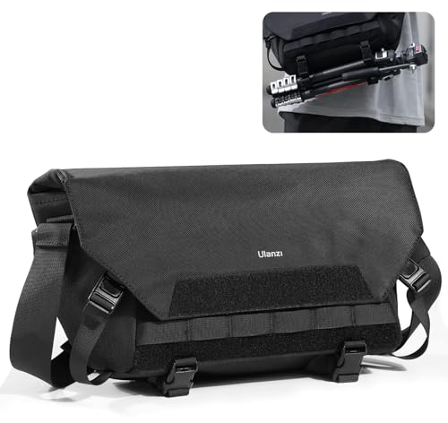 ULANZI Tactical Kameratasche Klein 9L Sling Fototasche mit Stativhalter Wasserdicht Messenger Bag für Kompakt Kamera Damen Herren Schwarz BC08