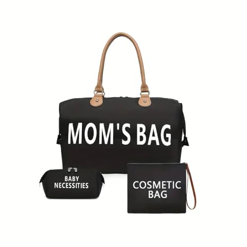 Generic Moms Bag, Wickeltasche, Reisetasche 3er Set (Schwarz)