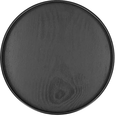 MUNEFE Bandeja Redonda para Servir De Madera Maciza, Bandeja Grande para Mesa De Té Y Café, Plato para Servir Aperitivos para Uso Doméstico, Cocina, Hotel, Color Negro(24cm)