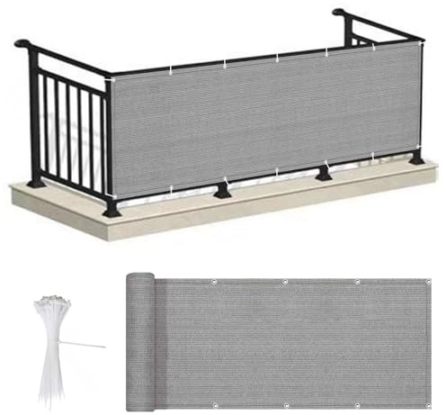 Wzmazingly Brise Vue pour Balcon Hauteur 40cm/50cm/60cm, Brise Vue Jardin Cloture, À Toute Épreuve HDPE Résistant Aux Intempéries, avec Œillets Et Serre-câbles (Color : Grey, Size : 50x460cm)