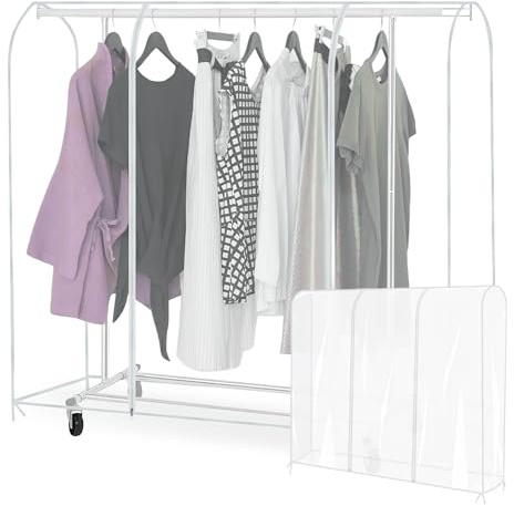 HOMURY Transparente Staubschutz für Kleiderbügel: Wasserdicht Kleiderständer Abdeckung Mit 2 Reißverschluss, Mottenschutz Kleidersäcke, für Kleiderstange, 180 x 50 x 150 cm