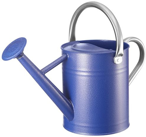 CherHome Arrosoir pour plantes d'extérieur et plantes d'intérieur, arrosoir en métal pour fleurs de jardin, arrosoir en acier galvanisé pour l'extérieur (bleu marine)