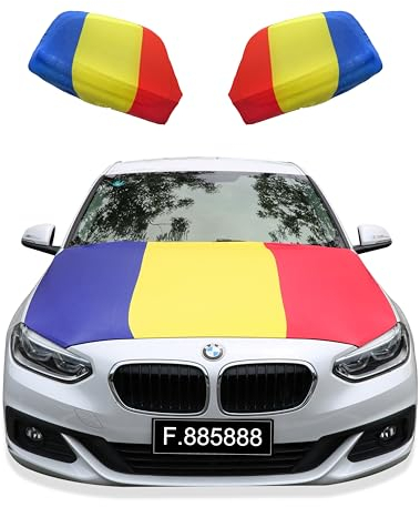 Sonia Originelli Fanset Fanartikel für das Auto Motorhaubenfahne Außenspiegelflaggen Fahne Flagge, Farbe: Rumänien
