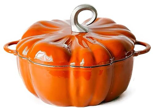 Cocotte de citrouille, cocotte de citrouille avec couvercle, casserole de cuisine en fonte émaillée, antiadhésive, casserole à soupe pour 3 à 5 personnes, pour 3 à 5 personnes, cadeau d'Halloween et