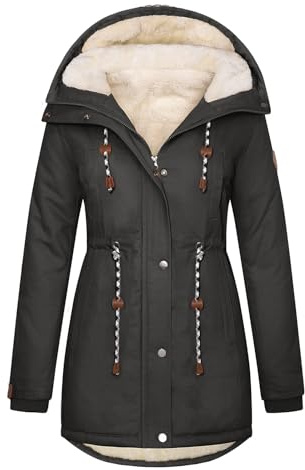 TOMEEK Damen Winterjacke Winter Warm Wintermantel Damen Lang Winterparka mit Teddyfell Gefüttert Kapuzenmantel Mantel Parka Damen-Mäntel Jacke Fleecemantel Skijacke