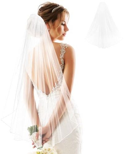 OATIPHO Brautschleier Mit Perlen Und Kamm Eleganter Kurzer Hochzeitsschleier Aus Bequemem Tüll Für Brautaccessoires Festliche Dekoration Für Hochzeiten Und Brautpartys