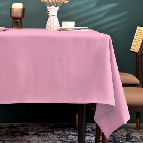 Tovaglia in rosa chiaro 140 x 180 cm, antimacchia, con look lino | Rettangolare, idrorepellente, non stiratura, lavabile, rist., cucina, festa, decorativo, Natale, Capodanno, caffè, giardino