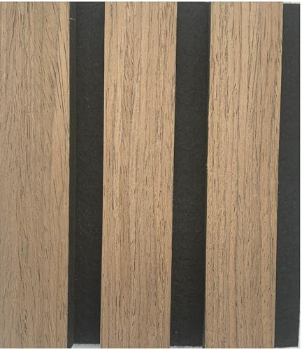 Acoustic Slatted Wall Panel Decorative Slat 3D Timber Oak Natural - 2400mm x 600mm (Sample Light Walnut 10cm)