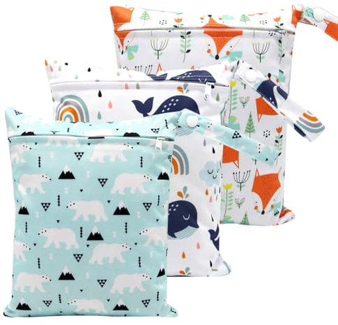 GUTERTOP 3 Stück Wetbag Kindergarten Klein, Schwimmsachen Nassbeutel Kindergarten, Wäschebeutel Kindergarten für Kleinkind Windeln Reisen Gym Strand Pool