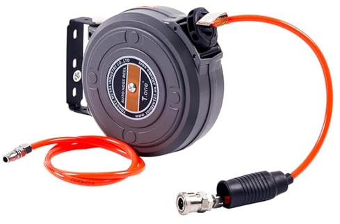 6m Druckluftschlauch Aufroller automatisch | automatische Teleskop-Schlauchtrommel, 8 mm x 6 m Lufttrommel | Schlauchtrommel Wandschlauchhalter Schlauchaufroller Druckluftschlauch-trommel