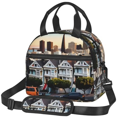 YHBLYKXP San Francisco bedruckte Tasche für Mittagessen, geeignet für Büro, Arbeit, Picknick, Reisen, isolierte Lunchtasche