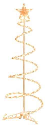 Albero di Natale a spirale pre-illuminato da 1,8 m con luci a LED, display bianco illuminato per le vacanze, design, uso esterno/interno, decorazione a stella, realizzato in materiale PP