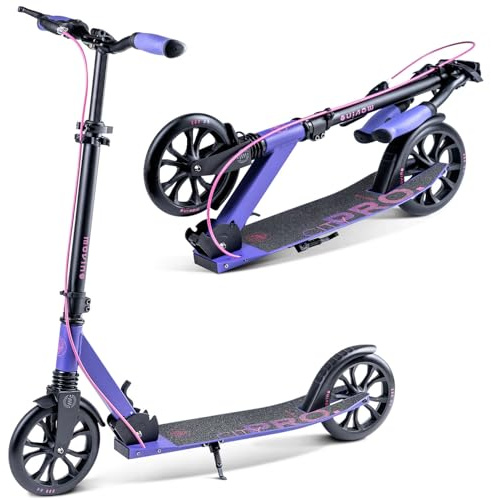 Movino Roller Scooter Klappbar Kickscooter Cityroller Erwachsene Jugendliche Bis 100 kg Höhenverstellbar Stabile Konstruktion Mit ABEC7 Kugellagern Violett Rosa City Pro