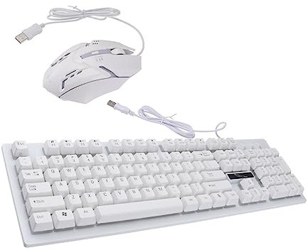 Gadpiparty Wired Usb Mechanical Feel Gaming Keyboard and Mouse Set Luminous Backlit Keys for Gamers White Color Computer Keyboard Mouse Combo