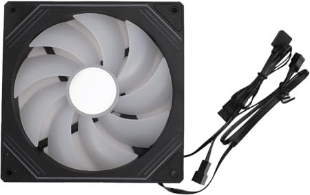 Case Cooler Fan, 140x140x25mm 650 To 1850RPM Multi Purpose Low Vibration ARGB Chassis Fan Quiet Heat Dissipation for PC (Regular Black)