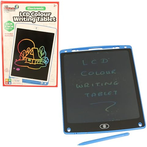 A to Z World of Discovery LCD-Farbschreibtablett, 23 cm x 16 cm Bildschirm, elektronisches Zeichenbrett mit Eingabestift, ab 3 Jahren, STEM-Lernen