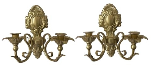 MagiDeal Lot de 2 Chandelier Mural, Bougeoirs Muraux en Fer à Suspendre, Applique Murale Décorative Candélabre Rétro, Décorations Murales de Jardin Maison, Porte-Bougie pour Salon, Couloir, or