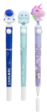 Livepac-Office 3x Gelschreiber/mit Fidget-Topper/blauschreibend / 3 Motive sortiert