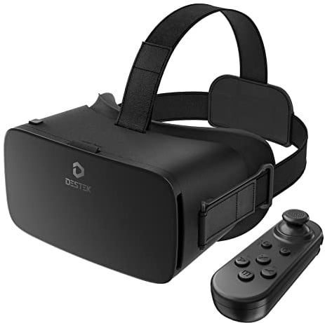 DESTEK V5 VR Headset for Phone, 110°FOV HD Anti-Blue Lenses Eye Protection Virtual Reality Headset, VR Glasses for iPhone Samsung Android (Black)