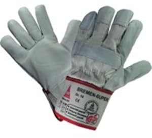 Axppin - 12 Paar 5-Finger Sicherheitshandschuhe aus Vollnarbenleder - Braun - Größe 10