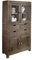 MASSIVMOEBEL24.DE Schrank Nature Grey, Vitrinenschrank aus Sheesham grau geölt, Holzschrank mit Schubladen und Fächern